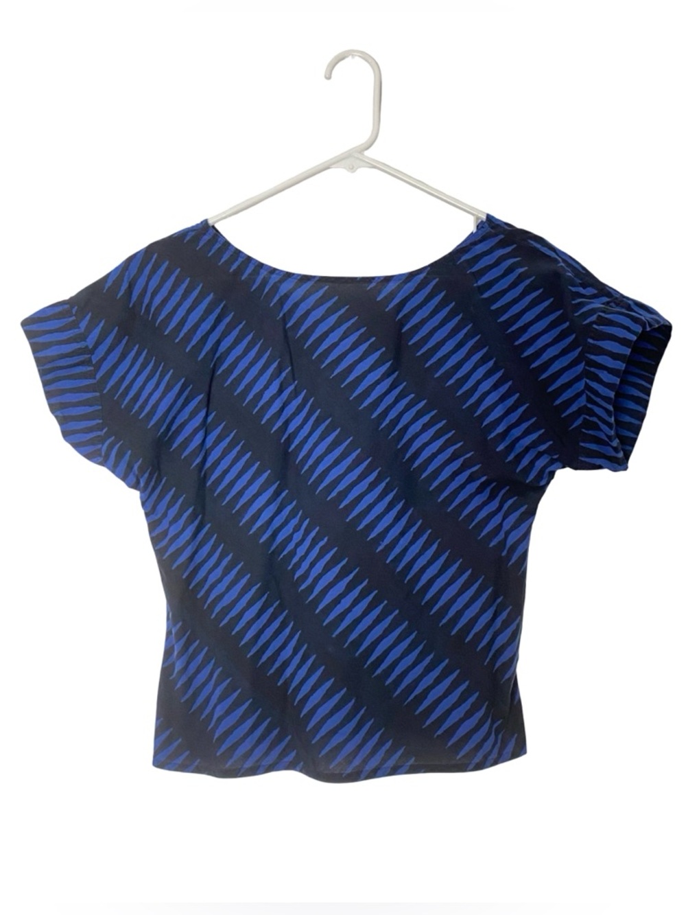 Anokhi Shirt Womens Size Small Blue Black Cotton Lightweight Geometric Top